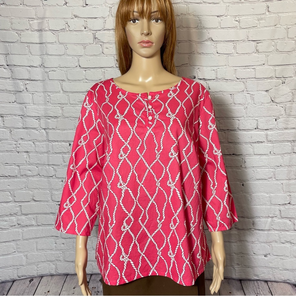 Talbots Cotton Red 3/4 Sleeve Blouse Size 1X